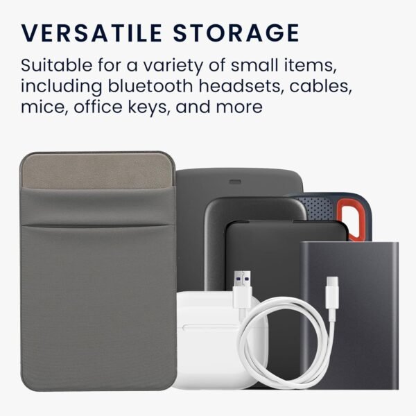 kwmobile Housse Disque Dur SSD Compatible avec SanDisk Portable SSD, Samsung T7 Coque - Pochette Protection en Élasthanne 13 x 8,3 cm pour Disque Dur avec 2 Poches - Gris – Image 6