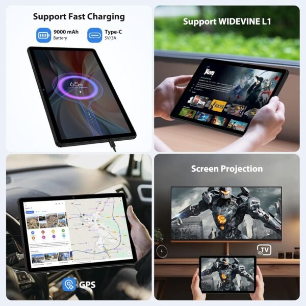 PIXGOOD 2025 Tablette 11 Pouces avec Android 15, 36GB+256GB, INCELL 2000 * 1200, Octa Core, 13MP+8MP, WidevineL1/9000mAh/5G WiFi/BT5.0/OTG/GPS-Tablette avec Clavier (Noir) – Image 6