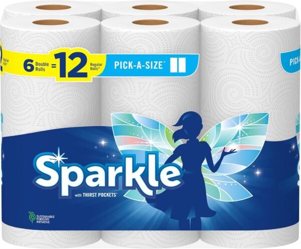Sparkle® Pick-A-Size® Lot de 6 rouleaux de papier essuie-tout double = 12 rouleaux normaux