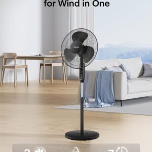Alternative view of PELONIS Télécommande sur pied de 40,6 cm, ventilateur oscillant, minuterie de 7 heures, 3 vitesses et hauteur réglable, PFS40A4BBB, moteur AC de 40,6 cm, noir
