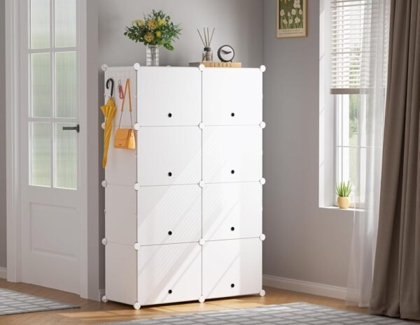 HOMIDEC Meuble Chaussure, 7 Niveaux Rangement Chaussure 28 Paires Etagere Chaussure, Armoire a Chaussures avec Porte pour Entrée Salon Chambre – Image 2