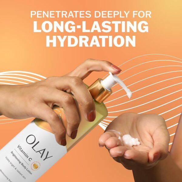 Olay Lotion revitalisante et hydratante pour les mains et le corps avec vitamine C, pompe de 502,7 ml – Image 3
