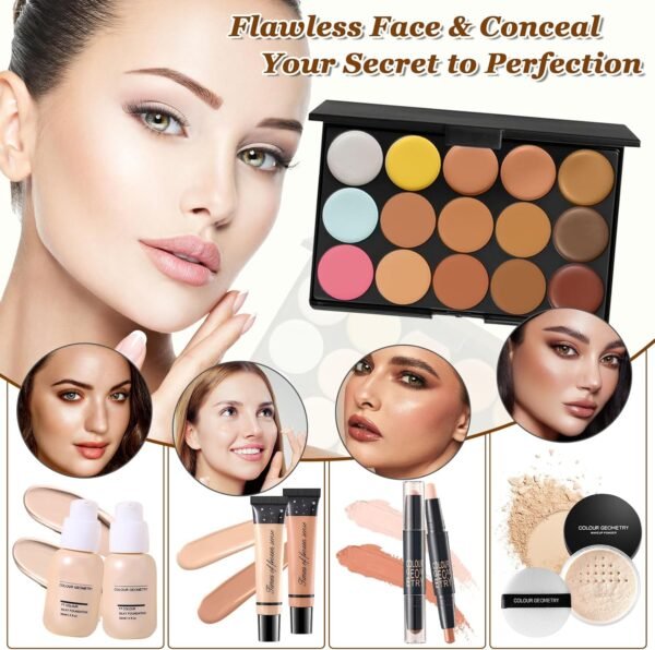 Muiefe Coffret Maquillage Femme, Kit Maquillage Professionnel Complet, Coffret Cadeau Maquillage Ado Fille avec Palette de fards à paupières Fond de teint Gloss à lèvres Anti-cernes Eyeliner Mascara – Image 5