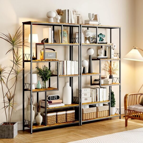 Bealife Bibliotheque, Bibliothèque avec 5 étagères, Bibliothèque Ouverte pour Salon, Bureau, Chambre (Rétro) – Image 8
