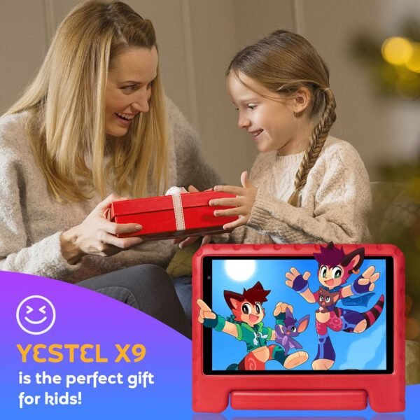 YESTEL Tablette Enfants avec WiFi 6, Android 13, 7Go RAM + 64Go ROM (1TB TF), Tablette Educative 8 Pouces HD Écran IPS 1280 * 800, Contrôle Parental, Étui Antichoc EVA, Rouge – Image 7
