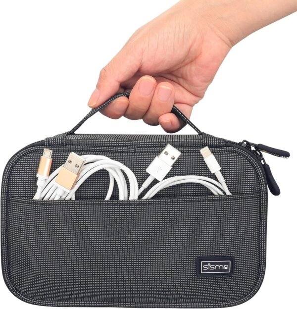 sisma Pochette de Rangement pour Cables Powerbank chargeurs écouteurs Cartes mémoire Adaptateur, Housse de Transport pour électronique et Accessoires – Image 7
