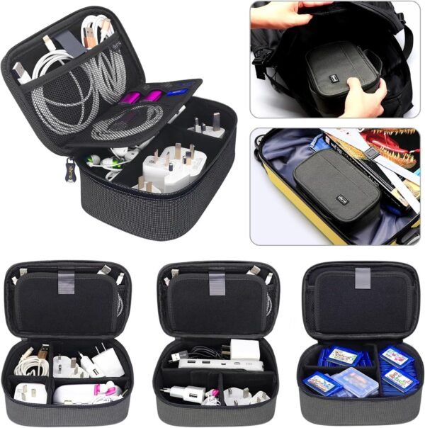 sisma Pochette de Rangement pour Cables Powerbank chargeurs écouteurs Cartes mémoire Adaptateur, Housse de Transport pour électronique et Accessoires – Image 5