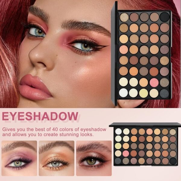 Muiefe Kit Maquillage Femme, Mallette et Coffret de Maquillage Ado Fille, Coffret Cadeau Maquillage avec Palette à Yeux Correcteurs Contour Fond de Teint Mascara Gloss à Lèvres Eyeliner Crayon Sourcil – Image 3