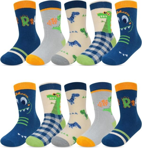 Kyopp Chaussettes rigolotes Enfants Filles et Garçons Drôles Chaussettes Animaux Coton Unisexe Kids Crew Socks 10 Paires 21-37