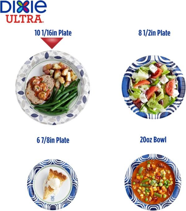 Dixie Ultra Lot de 172 assiettes en carton jetables imprimées de 26 cm (4 paquets de 43 assiettes), l'emballage et le design peuvent varier – Image 4