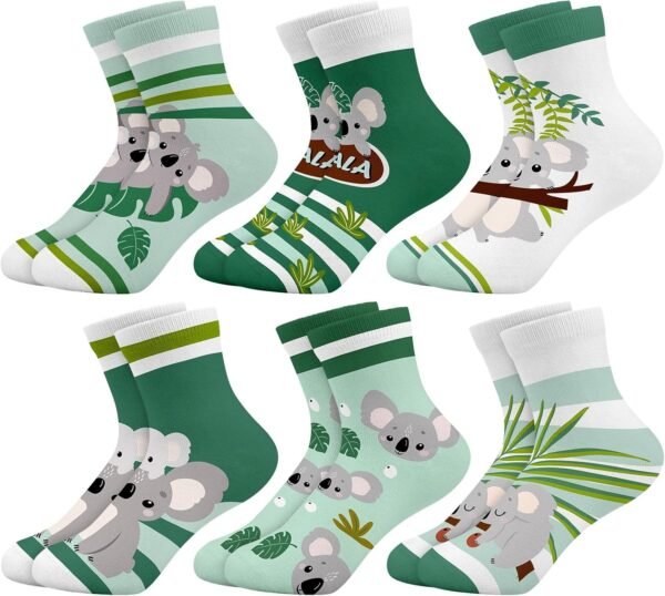 Queenshin 6 Paires Chaussettes Courtes pour Enfants Filles Motifs Doux et Respirant de 2 à 11 Ans
