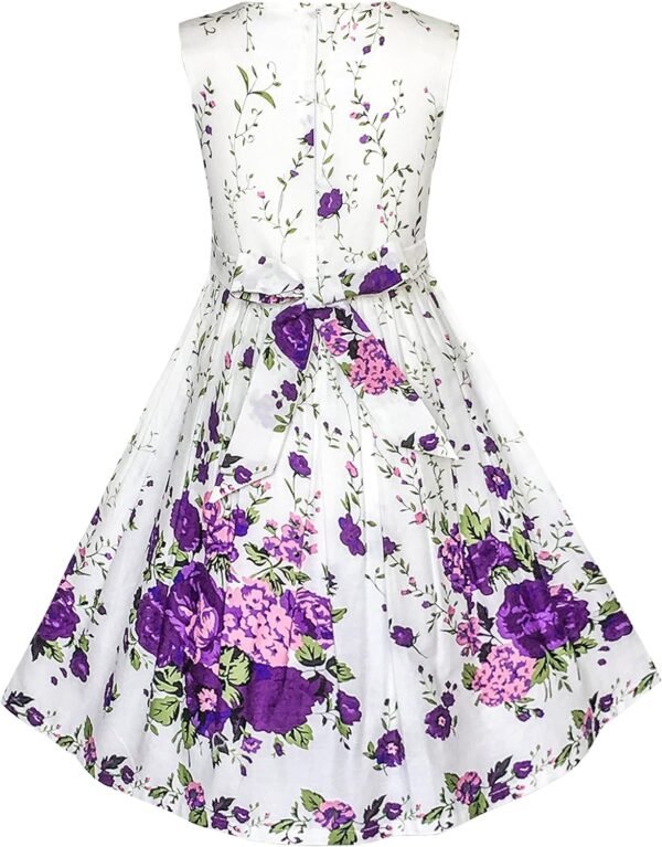 Sunny Fashion Robe Fille Pourpre Rose Fleur Double Nœud Papillon Partie Enfants Robe d'été 4-12 Ans – Image 2