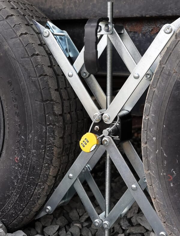 Maxchock Wheel Chock Lot de 2 stabilisateurs en forme de X (réglage du forage unique) Dual Axel RV pour remorque, camping-car, camping (XL-2) – Image 7