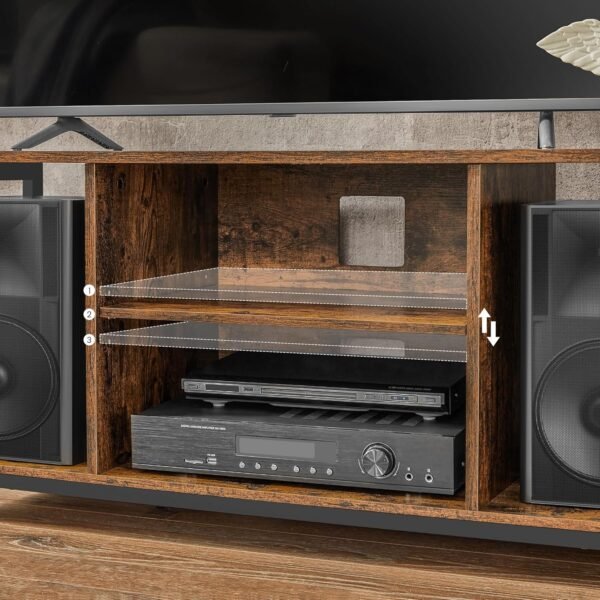 VASAGLE LTV060B01 Meuble TV pour TV Jusqu’à 152 cm (60"), avec étagères Ouvertes, Console TV pour Salon, Salle de Divertissement Marron Rustique/Noir – Image 5