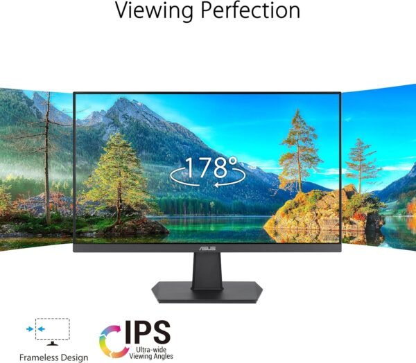 ASUS VA24EHF – Moniteur gaming Eye Care 24' (23,8' visibles) Full HD (1920 x 1080), IPS, sans, 100 Hz, Adaptive-Sync, 1ms MPRT, HDMI, faible lumière bleue, anti-scintillement,murale – Image 2