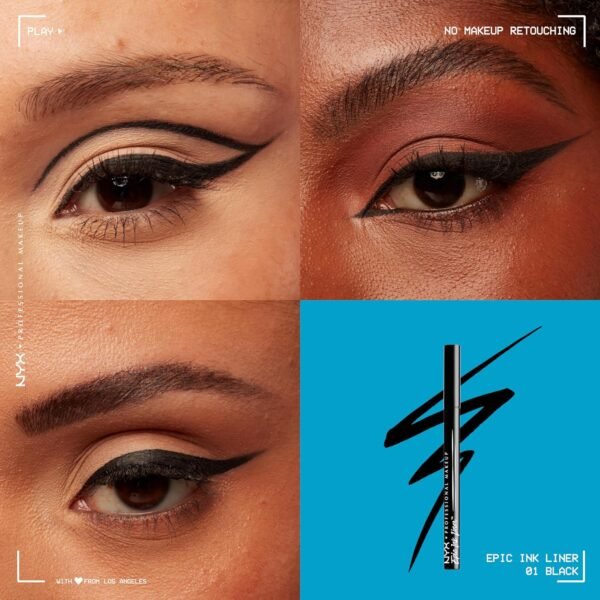 NYX Professional Makeup - Eyeliner Feutre - Waterproof - Tracé Précis - Couleur Intense Tenue Longue Durée - Embout Ultra-Précis - Formule Vegan - Epic Ink Liner - Teinte : Black (01) – Image 4
