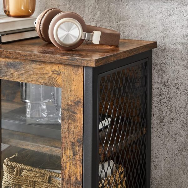 VASAGLE Meuble de Rangement, Buffet, Placard, Armoire, Étagères Réglable, Meuble de Salle de Bain, Cadre en Acier, pour Salon, Cuisine, Style Industriel, Marron Rustique et Noir d'encre LSC260B01 – Image 8