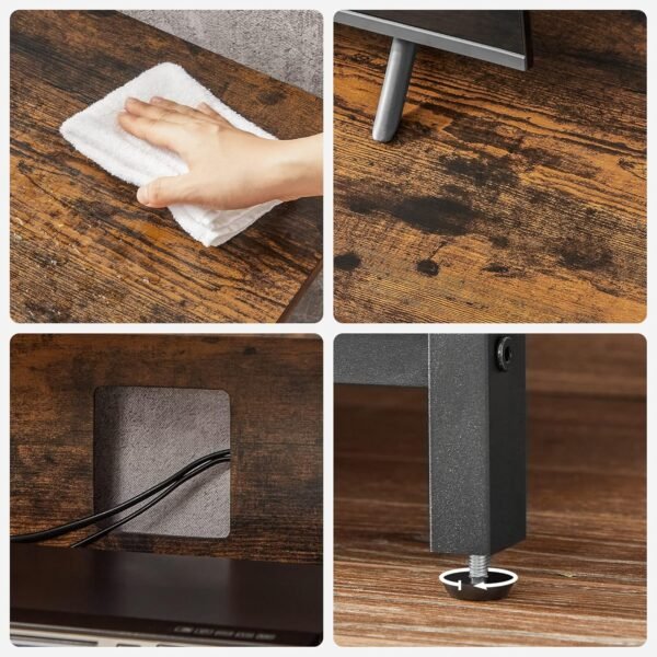 VASAGLE LTV060B01 Meuble TV pour TV Jusqu’à 152 cm (60"), avec étagères Ouvertes, Console TV pour Salon, Salle de Divertissement Marron Rustique/Noir – Image 8