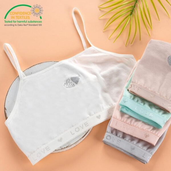 LOREZA ® Brassières pour Fille - Coton - Strass/Paillettes/Bretelles Fines - Sport - Lot de 5 – Image 6