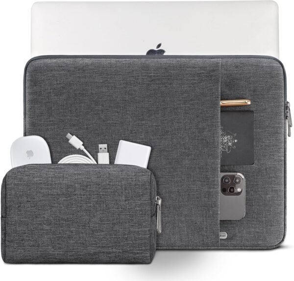 DOMISO 17 Pouces Imperméable Housse Sac de Protection Ordinateur Portable Sacoche pour 17.3" Lenovo IdeaPad 300/HP ProBook 470/Dell Inspiron 17/Lenovo Legion Y730,Gris Foncé – Image 3