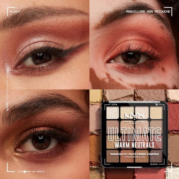 NYX Professional Makeup Palette de Fards à Paupières Ultimate Shadow, 16 couleurs, Finition Intense et Longue Durée, Formule Vegan Sans Ingrédients d'Origine Animale ou Dérivé, Warm Neutrals – Image 2