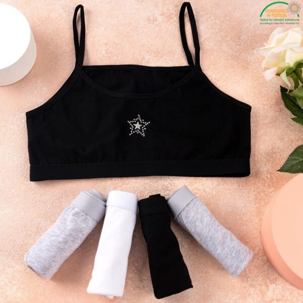 LOREZA ® 5 Brassières en Coton pour Fille Pierre à Strass sous-vêtements Soutien-Gorge de Sport Tailles 10 à 15 Ans – Image 3