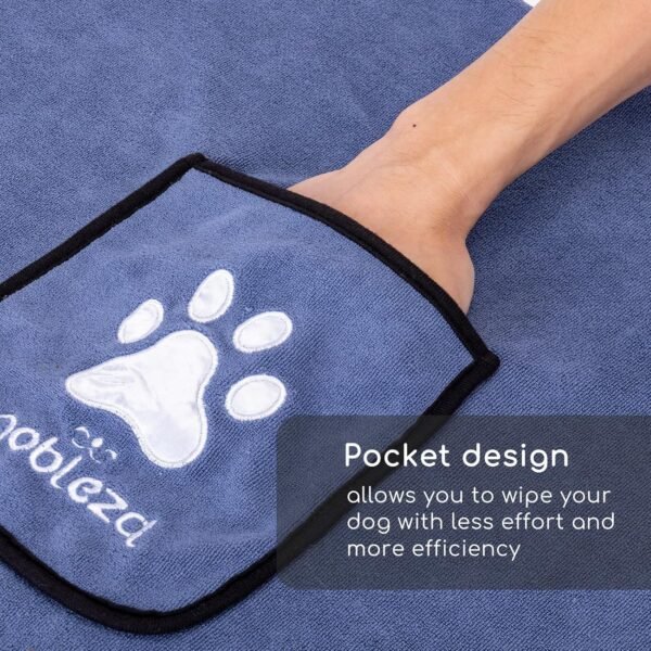Nobleza Serviette pour Chien, Lot de 2 Serviettes de Bain en Microfibre à Séchage Rapide pour Chien, Ultra Absorbantes Serviette pour Tous Les Chiens et Chats, Peignoir pour Chien 106 * 66 cm – Image 4
