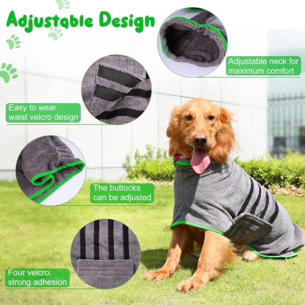 HezzLuv Peignoir Microfibre pour Chien – Séchage Rapide, Super Absorbant, Idéal pour Chiens Moyens et Grands – Peignoir Doux et Confortable, pour Bain et Promenade – Image 3