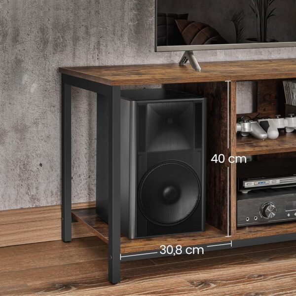 VASAGLE LTV060B01 Meuble TV pour TV Jusqu’à 152 cm (60"), avec étagères Ouvertes, Console TV pour Salon, Salle de Divertissement Marron Rustique/Noir – Image 6