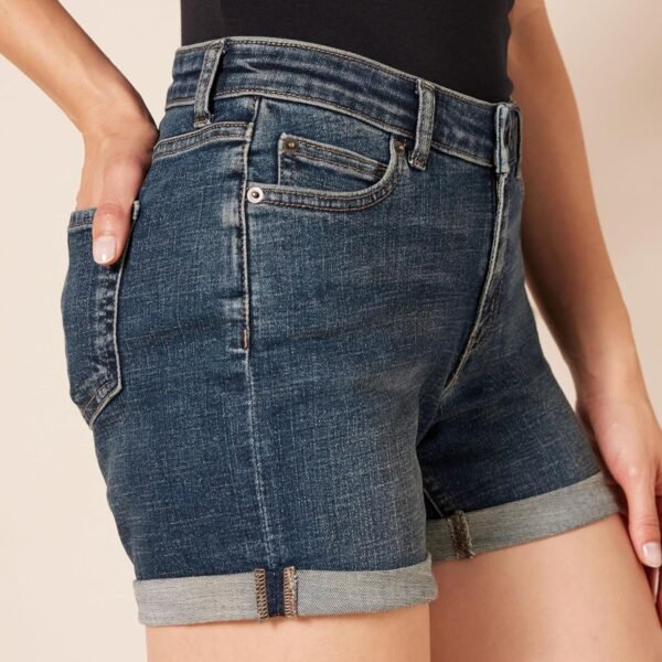 Amazon Essentials Short en Jean Coupe Slim Taille Mi-Haute avec Entrejambe de 10 cm Femme – Image 3