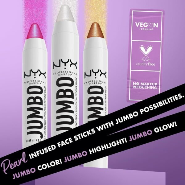NYX Professional Makeup Crayon Highlighter pour le Visage Jumbo Multi-Use Face Stick, Couleur Intense, Crayon Highlighter Multi-usages avec Huiles de Soin, Couleur : Vanilla Ice Cream (02) – Image 7