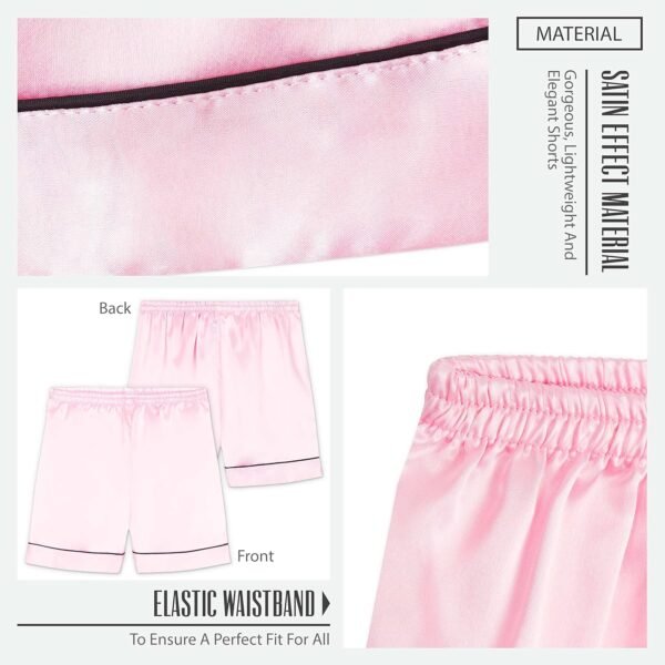 CityComfort Ensembles de Pyjama Fille et Ado Ensembles de Nuit d'Été Boutons Short Pyjama Satin Loungewear Set Vêtement de Nuit à Manche Courte – Image 3