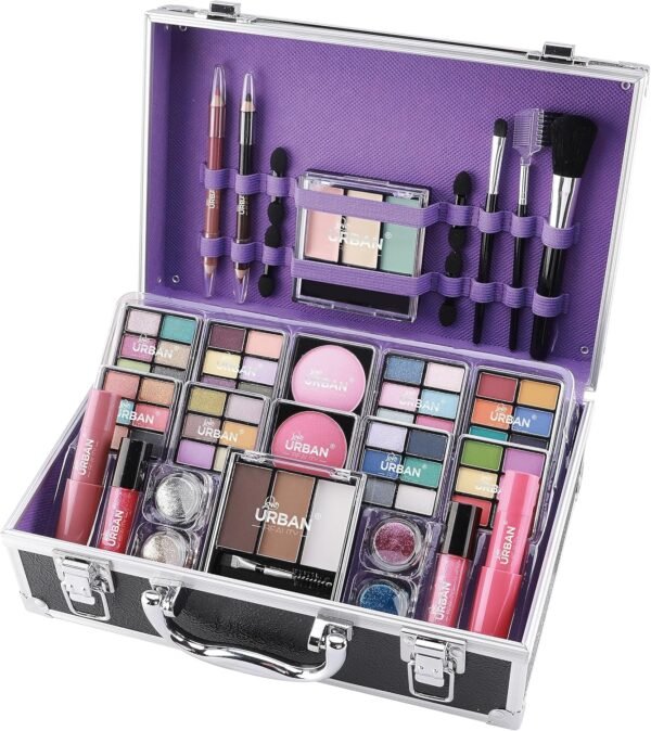 Bliss Trousse de produits de Maquillage Végan - Valise de Maquillage Complète avec Fard à Paupières et à Joues, Rouge à Lèvres, Cire et Poudre à Sourcils, pinceau – Organiseur avec Cadre en Aluminium – Image 6