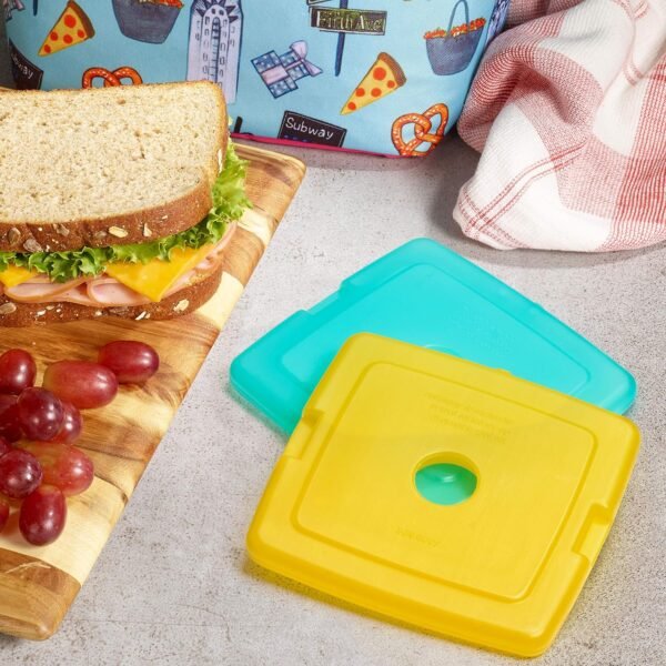 Fit & Fresh Cool Coolers Lot de 4 Blocs réfrigérants Fins réutilisables pour boîtes à déjeuner, Sacs à déjeuner et glacières, Multicolore – Image 8