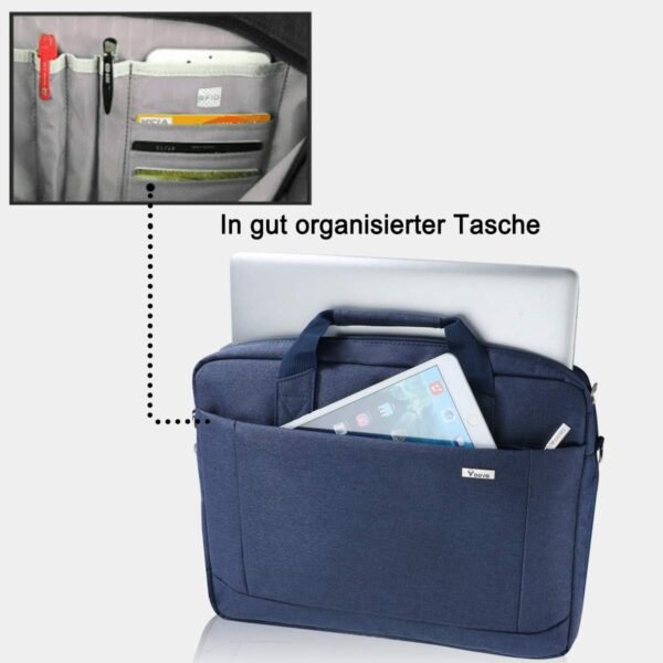 Voova Grand Sacoche pour Ordinateur Portable 17 17.3 pouces Sac à bandoulière Sac à main pc 30% de Capacité en Plus Compartiments Durable Épais Imperméable peut être Placé sur la Valise Bleu – Image 6