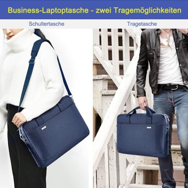 Voova Grand Sacoche pour Ordinateur Portable 17 17.3 pouces Sac à bandoulière Sac à main pc 30% de Capacité en Plus Compartiments Durable Épais Imperméable peut être Placé sur la Valise Bleu – Image 7