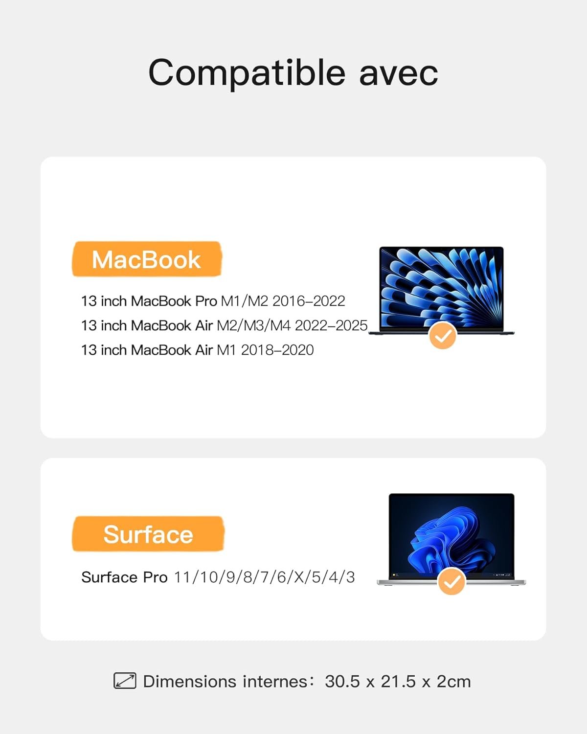 Inateck 360° Protection Housse 13 Pouces Compatible avec 13 MacBook Air M4/M3/M2/M1 2025-2018, 13 MacBook Pro M2/M1 2022-2016, 12.3 Surface Pro 11/10/9/X/8/7/6/5/4/3, XPS 13, Beige – Image 2