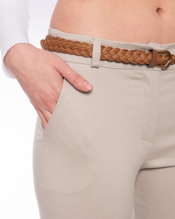 Kendindza Pantalon chino stretch pour femme avec ceinture Pantalon en tissu élégant long – Image 7