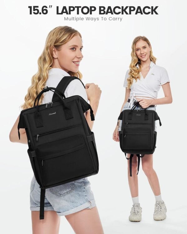 LOVEVOOK Sac à dos d'écolier pour adolescentes et filles, ordinateur portable 15,6 ", sac d'école, sac de travail, sac à dos de voyage, sac à main, sac à dos pour l'école, l'université, les voyages – Image 7