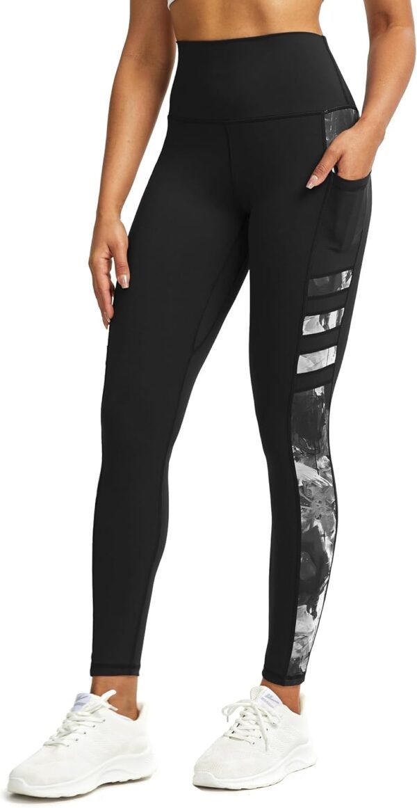 Tuspryt Legging de sport pour femme avec poches, opaque, pantalon de sport, pantalon de fitness, pantalon de course