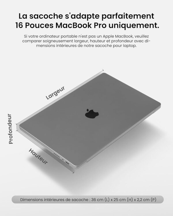 tomtoc 360° Housse pour Nouveau 16 Pouces MacBook Pro M4/M3/M2/M1 Pro/Max (2024-2019) A3403 A3186 A2991 A2780 A2485 A2141, Protection intégrale Hydrofuge Sacoche pour Laptop avec Accessoires Sacoche – Image 9