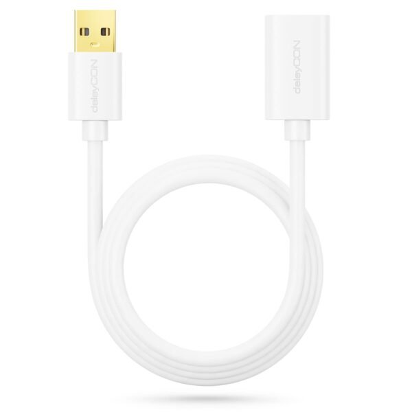 deleyCON 5m Câble USB 2.0 High Speed Rallonge USB A Mâle vers USB A Femelle - Blanc – Image 5