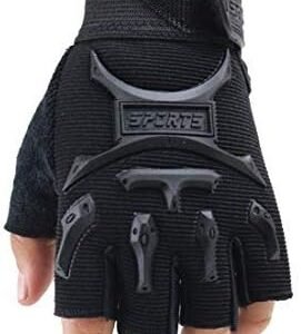 Long Keeper Gants demi-doigt pour les 4-13 ans enfants garçons filles mitaines tactiques sport anti-dérapantes