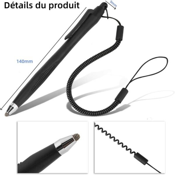 Queen.Y Lot de 2 Stylets rétractables pour écran Tactile Actif pour téléphone, Tablette, PC, Ordinateur Portable (Noir) – Image 2