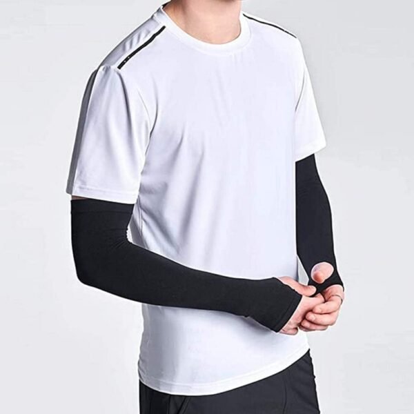 Manchettes de Sport,Manches de Protection pour Bras de Sport 4 Paires Housse de Protection UV Douce et Respirante Couvercles de Refroidissement pour Les Bras Extensibles aux Coudes – Image 3