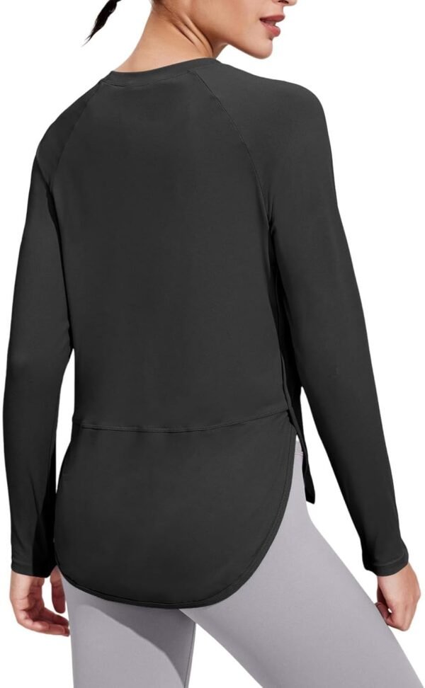 PINSPARK T-Shirt de Sport à Manches Longues pour Femme - Col Rond - Athlétique - pour Course à Pied, Yoga, Fitness - Lâche S-XXL – Image 2