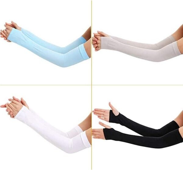 Manchettes de Sport,Manches de Protection pour Bras de Sport 4 Paires Housse de Protection UV Douce et Respirante Couvercles de Refroidissement pour Les Bras Extensibles aux Coudes – Image 2