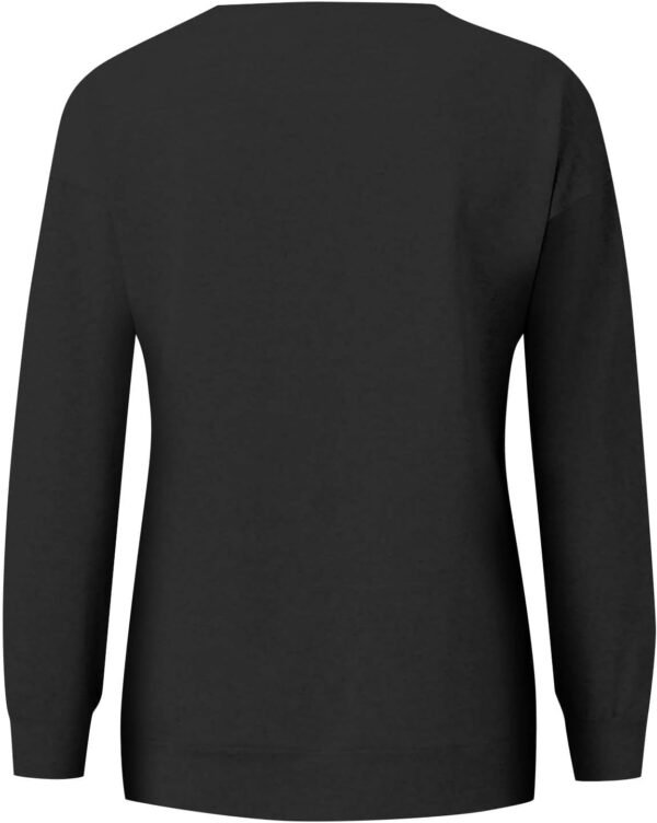 Nuoke Femmes Mode Casual Caractéristiques Poche col Rond Sweatshirt sans Capuchon Top Sweatshirt – Image 6