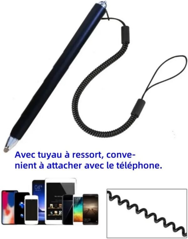 Queen.Y Lot de 2 Stylets rétractables pour écran Tactile Actif pour téléphone, Tablette, PC, Ordinateur Portable (Noir) – Image 3