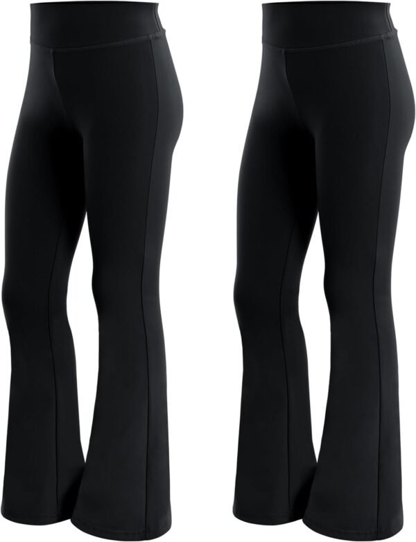 KAKU NANU Lot de 2 Legging Fille Pantalon Yoga Taille Haute Bootcut Pantalon D'entraînement de Yoga Pilates Leggings Jogging,Danse,Casual,Fitness,Sport Décontracté